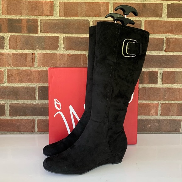 Impo Shoes Impo Womens Garin Black Wedge Knee High Fashion Boots Size Us 85 M Poshmark